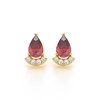 Boucles d'oreilles ADEN Or 585  Jaune Rubis forme Poire et Diamants 1.4grs - vue V1
