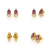 Boucles d'oreilles ADEN Or 585  Jaune Rubis forme Poire et Diamants 1.4grs - vue V3