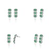 Boucles d'oreilles ADEN Or 585 Blanc Emeraude forme Ovale et Diamants 4.55grs - vue V2