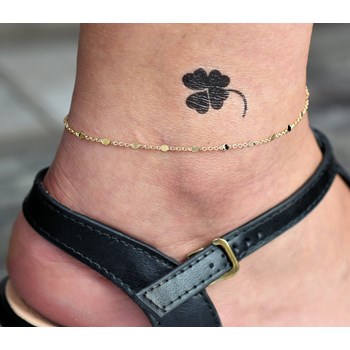 Ankle chain flat round disc and chain link Gold plated 750 3 microns