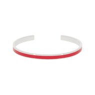 Bracelet jonc ouvert 'CORFOU' Émail rouge finition argentée