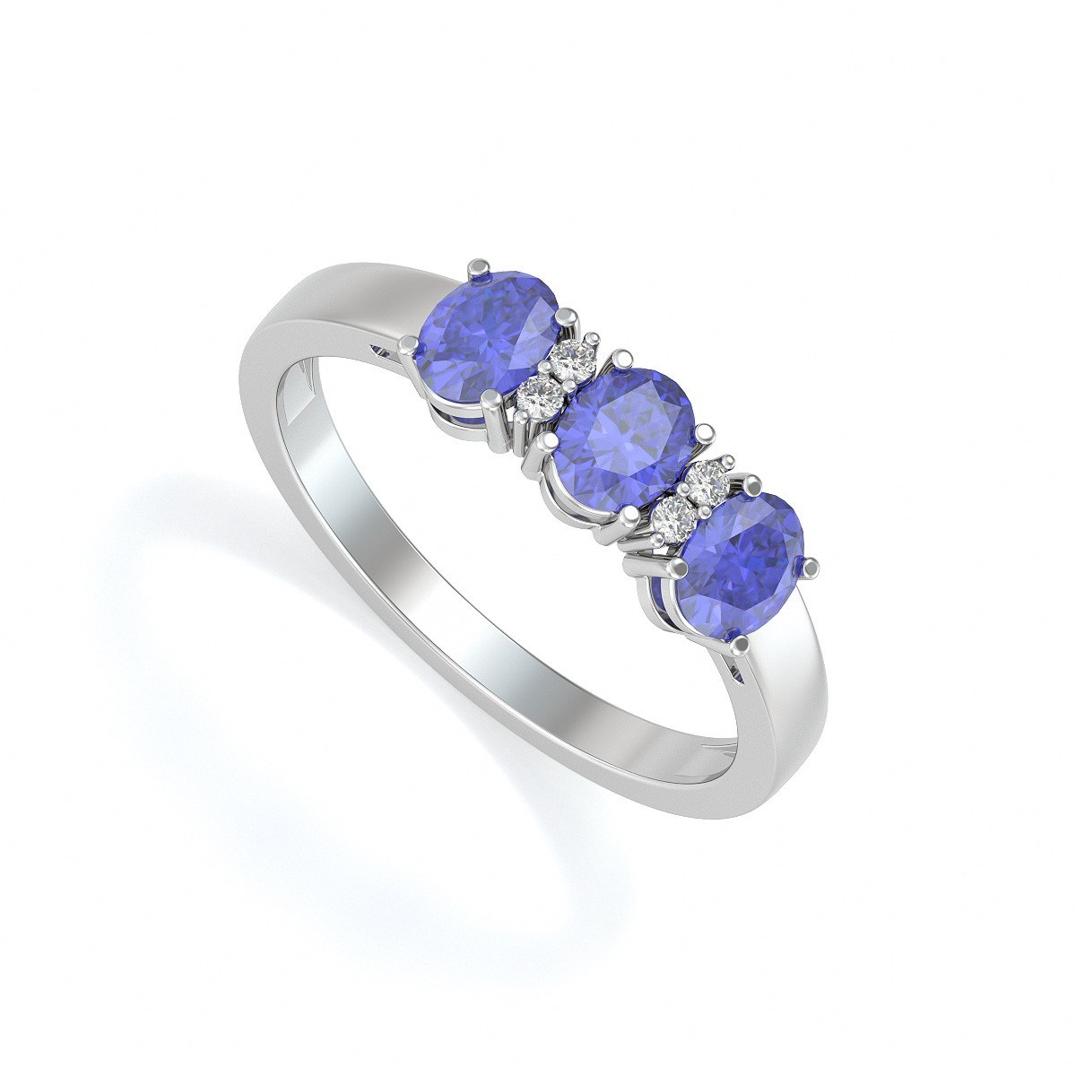 Bague Tanzanite et diamants sur Argent 925 2.25grs