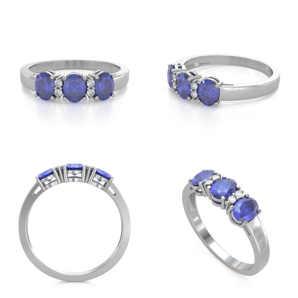 Bague Tanzanite et diamants sur Argent 925 2.25grs - vue 2