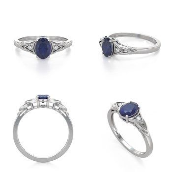 Bague ADEN Saphir et diamants sur Argent 925 2grs