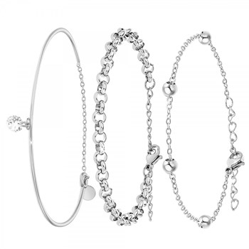 Lot de 3 bracelets SC Crystal en Acier Rhodié argenté orné de cristaux scintillants