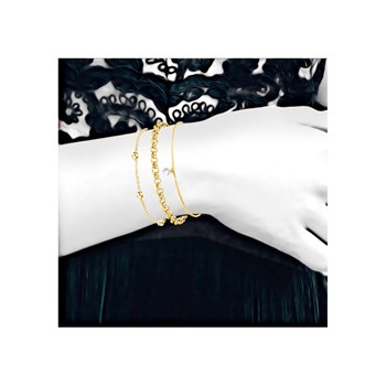 Set van 3 SC Boheemse armbanden van fijn verguld staal versierd met fonkelende kristallen