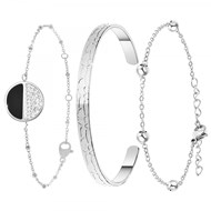 Lot de 3 bracelets SC Crystal en Acier Rhodié argenté orné de cristaux scintillants