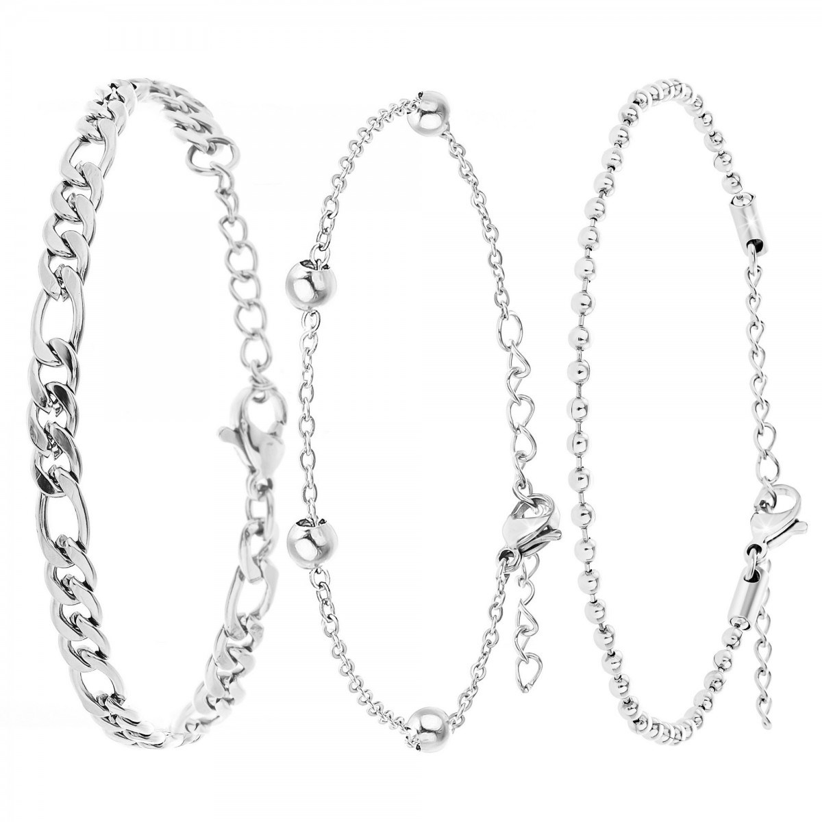 Lot de 3 bracelets SC Crystal en Acier Rhodié argenté