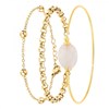 Lot de 3 bracelets SC Bohème en Laiton Finement doré orné d'un quartz rose - vue V1