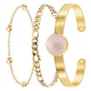 Lot de 3 bracelets SC Bohème en Laiton Finement doré orné d'un quartz rose - vue V1