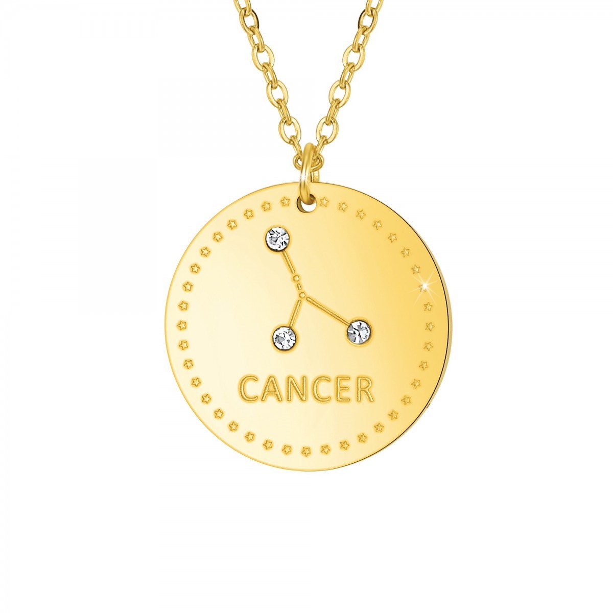 Collier astrologie  Cancer  SC Crystal orné de Cristaux scintillants en Acier Finement doré