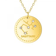 Collier astrologie  Sagittaire  SC Crystal orné de Cristaux scintillants en Acier Finement doré