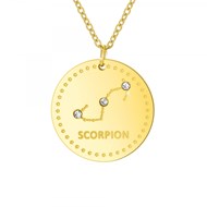 Collier astrologie  Scorpion  SC Crystal orné de Cristaux scintillants en Acier Finement doré