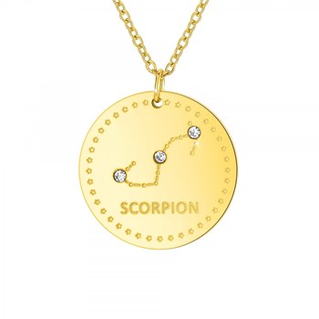 Collier astrologie  Scorpion  SC Crystal orné de Cristaux scintillants en Acier Finement doré