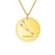 Collier astrologie  Taureau  SC Crystal orné de Cristaux scintillants en Acier Finement doré