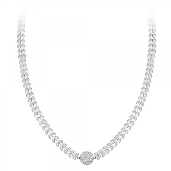 Stalen halsketting versierd met SC Crystal fonkelende kristallen in verzilverd gerhodineerd staal
