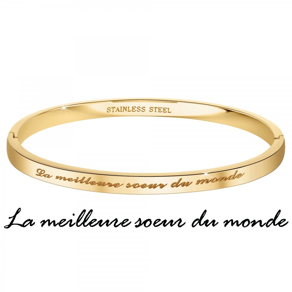 La meilleure soeur du monde - Bracelet SC Crystal en Acier Finement doré - vue 3