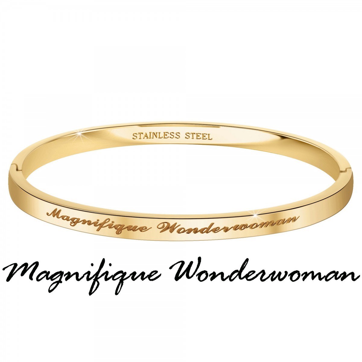 Magnifique Wonderwoman - Bracelet SC Crystal en Acier Finement doré - vue 3