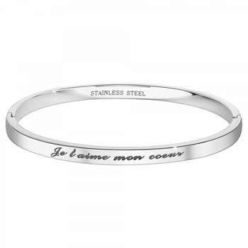 Je t'aime mon coeur - SC Crystal armband in verzilverd gerhodineerd staal