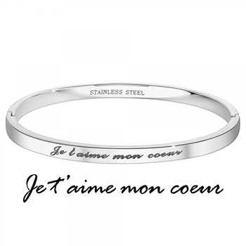 Je t'aime mon coeur - SC Crystal armband in verzilverd gerhodineerd staal