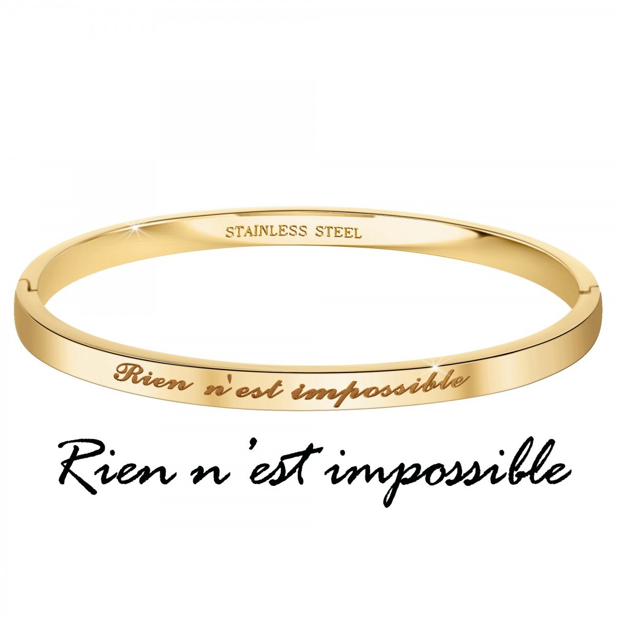 Rien n'est impossible - Bracelet SC Crystal en Acier Finement doré - vue 3