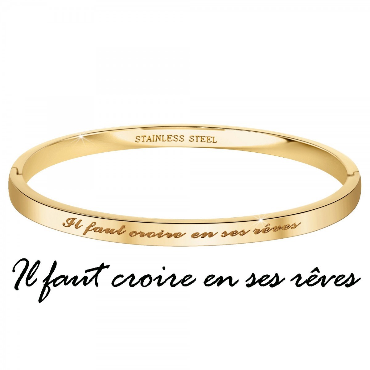 Il faut croire en ses rêves - Bracelet SC Crystal en Acier Finement doré - vue 3