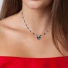 Collier coeur perles noires orné d'un Cristal scintillants SC Crystal en Acier Rhodié argenté - vue V2
