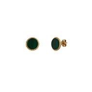 Boucles d'oreilles dorées à l'or fin malachite LADY