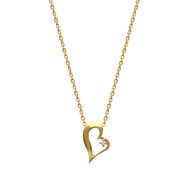 Collier Brillaxis coeur en biais plaqué or