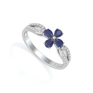 Bague Fleur Saphir et diamants sur Argent 925 1.95grs