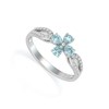 Bague Fleur Aigue-Marine et diamants sur Argent 925 1.95grs - vue V1