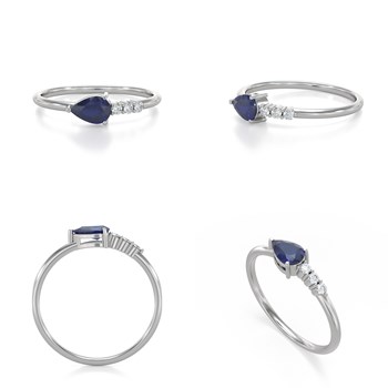 Ring ADEN Sapphire and diamonds on Silver 925 1.176