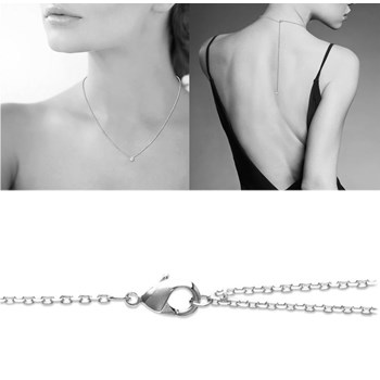 Collier Chaîne de dos oxyde de zirconium pendant clos Argent 925 Rhodié