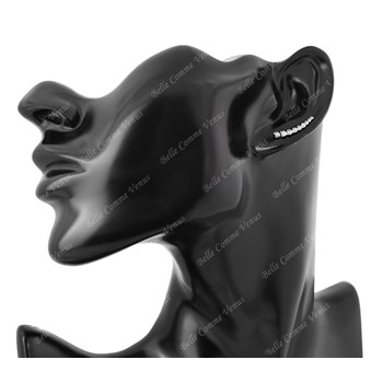 Climbing earrings with zirconium oxide closed round lobe shape 925 Rhodium-plated silver