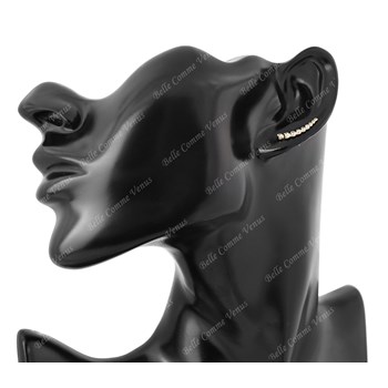 Round closed zirconium oxide climbing earrings Gold-plated 750 3 microns