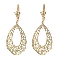 Boucles d'oreilles dormeuses arabesque de fleurs Plaqué OR 750 3 microns