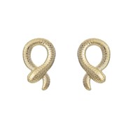 Boucles d'oreilles animal serpent enroulé Plaqué or 750 3 microns