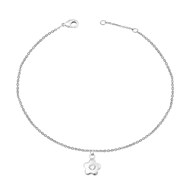 Chaîne de cheville petite fleur oxyde de zirconium Argent 925 Rhodié
