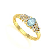 Bague ADEN Or 585 Jaune Aigue-Marine et diamants 2.934grs