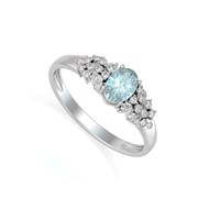 Bague ADEN Or 585 Blanc Aigue-Marine et diamants 2.934grs