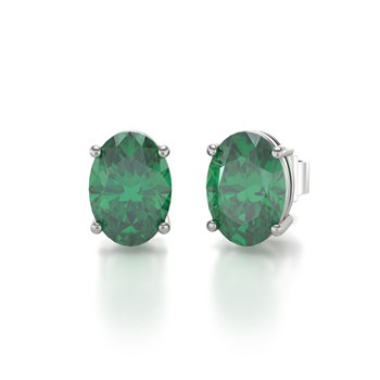 Boucles d'oreilles ADEN Emeraude Forme Ovale sur Argent 925 1.6grs