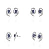 Boucles d'oreilles ADEN Saphir et Diamants sur Argent 925 2.6grs - vue V2