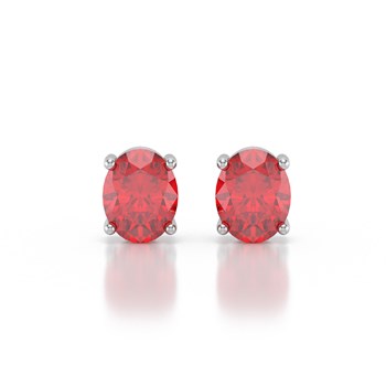 Boucles d'oreilles rubis ovale en argent 925 : élégantes et raffinées | Aden Boutique
