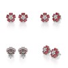 Boucles d'oreilles ADEN Fleur Rubis et Diamants sur Argent 925 2.86grs - vue V2