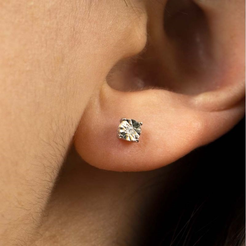 Boucles d'oreilles 'Erika' Or Blanc et Diamant - vue 3
