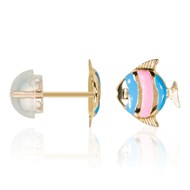 Boucles d'oreilles enfant 'Poisson Heureux' Or Jaune