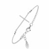 Bracelet Argent Rhodier Croix Serti Pierres Blanches - vue V1