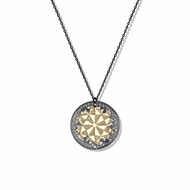 Collier Fleur Moderne Argent Noir Glitter Doré