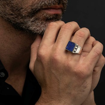 Mannen Lapis zilveren ster chevalière