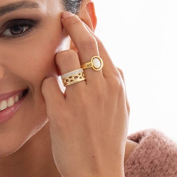 Bague Argent Doré Sissi Zirconium Blanc